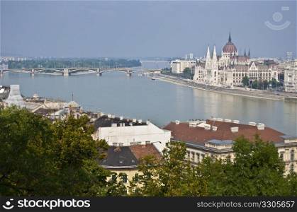 huge parliament in Budapest at the Danube