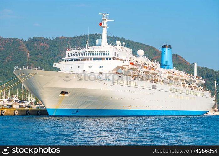 huge passenger liner in the port of Marmaris