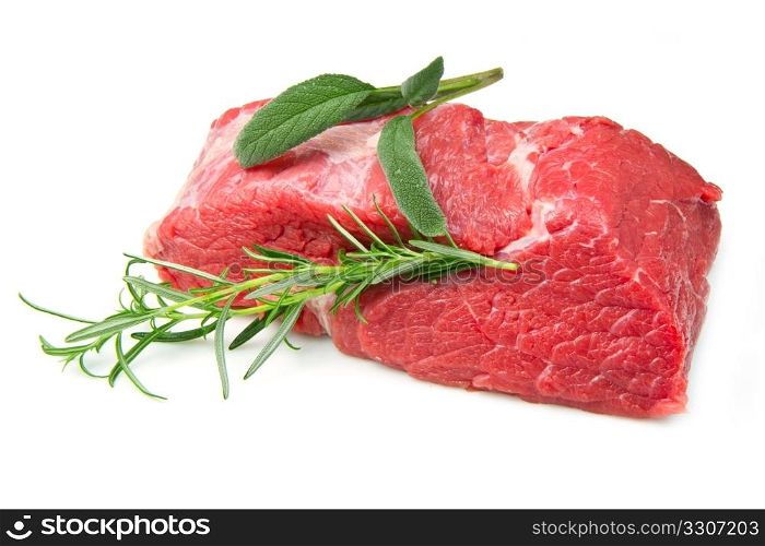 huge red meat chunk isolated over white background