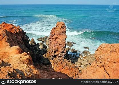 Huge rocks at Carapateira beach in Portugal