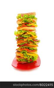 Huge sandwich isolated on the white background