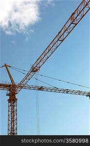 Huge yellow construction crane