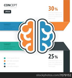 Human brain concept blue, orange, black color