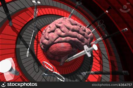 Human brain on a dartboard
