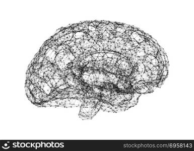 Human brain on white background in the form of artificial intell. Human brain on white background in the form of artificial intelligence for technology concept, 3d illustration. Human brain on white background in the form of artificial intelligence for technology concept, 3d illustration