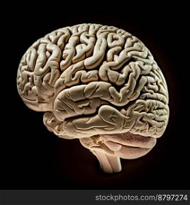 Human brain with black background 3d illustrated