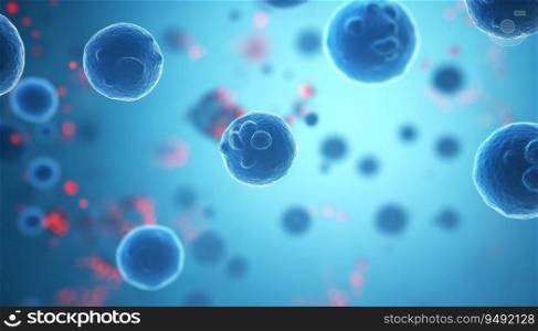 human cells in a blue background