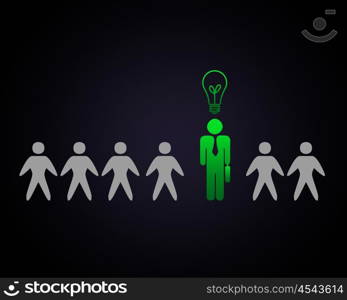 Human figure with symbol of creative solution