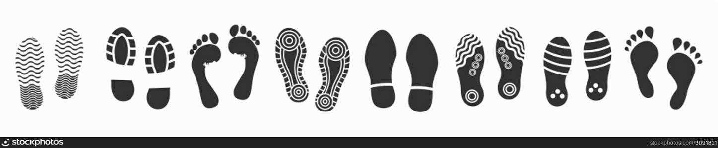 Human footprint set isolated on white background. Vector illustration. Human footprint set isolated on white background. Vector