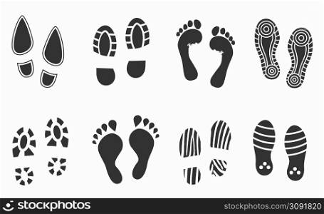Human footprint set isolated on white. Vector illustration. Human footprint set isolated on white. Vector