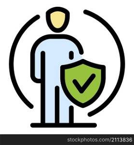 Human fraud protection icon. Outline human fraud protection vector icon color flat isolated. Human fraud protection icon color outline vector