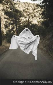 human gloomy ghost costume flying countryside