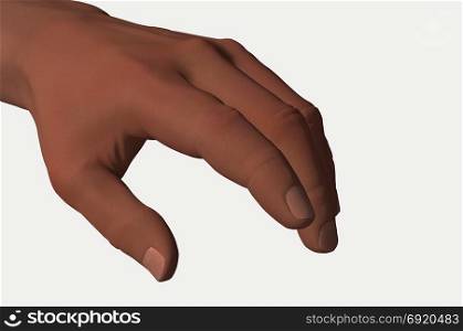 Human hand and fingers on white background. 3d illustration.