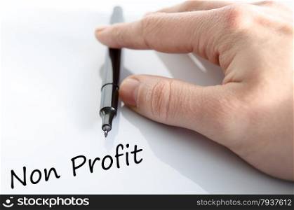 Human hand writing Non Profit isolated over white background - business concept