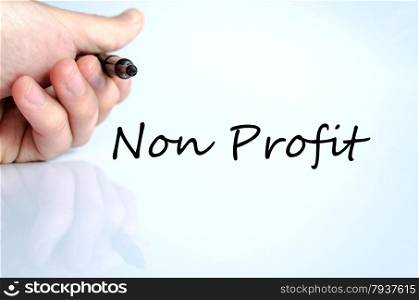 Human hand writing Non Profit isolated over white background - business concept