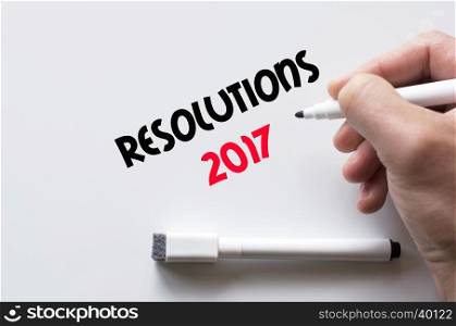 Human hand writing resolutions 2017 on whiteboard