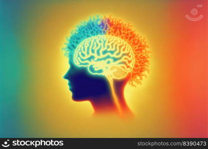 Human head and brain. Thinking concept. Neurological connections. Generative AI