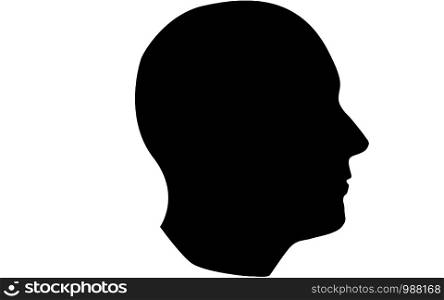 Human head silhouette icon in black and white, 3D rendering