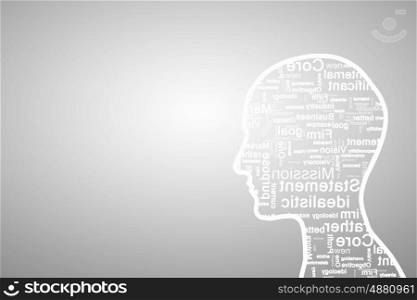 Human head. Silhouette of human head on color background