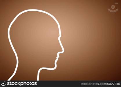 Human head. Silhouette of human head on color background