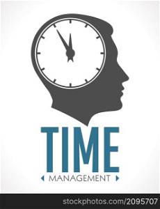 Human head with clock inside - time management concept