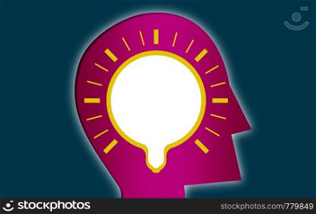 Human head with light bulb, 3D rendering