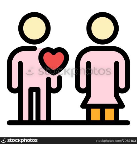 Human love sense icon. Outline human love sense vector icon color flat isolated. Human love sense icon color outline vector