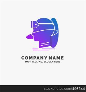 human, man, reality, user, virtual, vr Purple Business Logo Template. Place for Tagline.. Vector EPS10 Abstract Template background