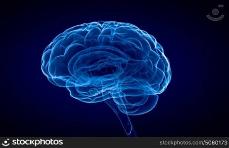 Human mind. Science image with human brain on blue background