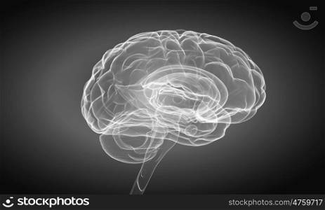 Human mind. Science image with human brain on gray background
