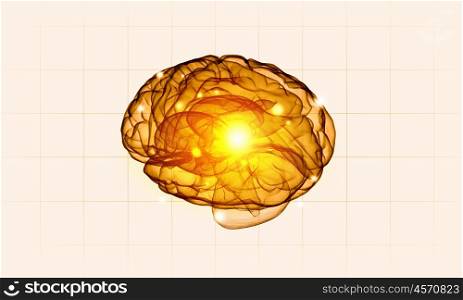 Human mind. Science image with human brain on white background