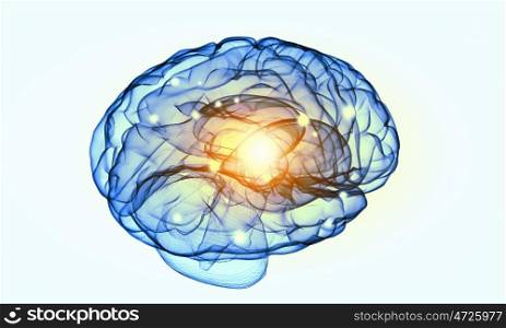 Human mind. Science image with human brain on white background
