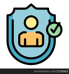 Human privacy icon. Outline human privacy vector icon color flat isolated. Human privacy icon color outline vector