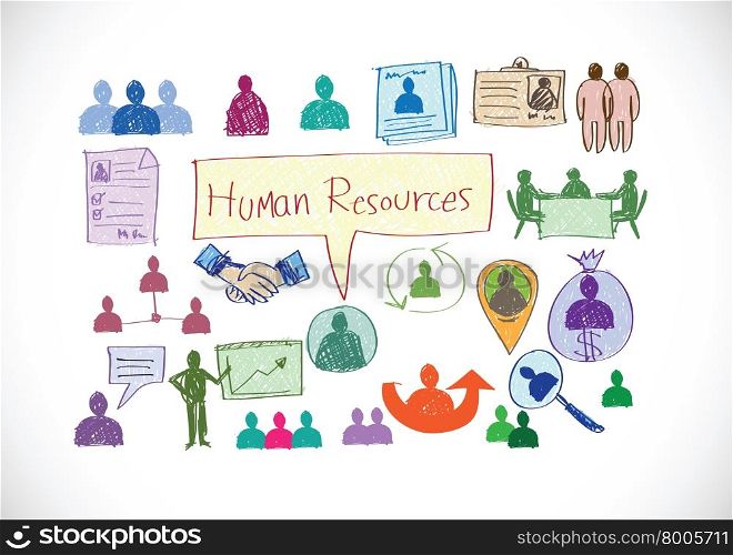 Human resources and Human management icons idea design