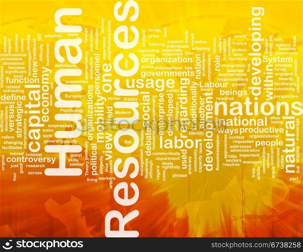 Human resources background concept. Background concept wordcloud illustration of human resources international