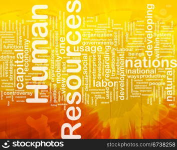 Human resources background concept. Background concept wordcloud illustration of human resources international