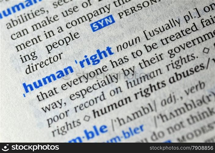 Human right word on book