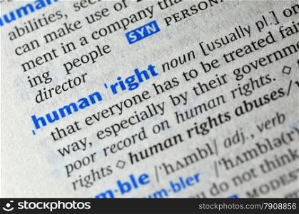 Human right word on book
