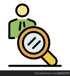 Human search icon. Outline human search vector icon color flat isolated. Human search icon color outline vector