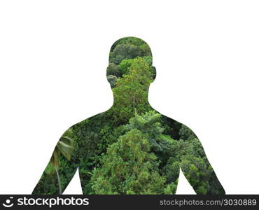 Human shape and nature, protecting environment