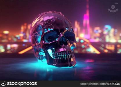 Human skull 3d. Creative color. Generate Ai. Human skull 3d. Generate Ai