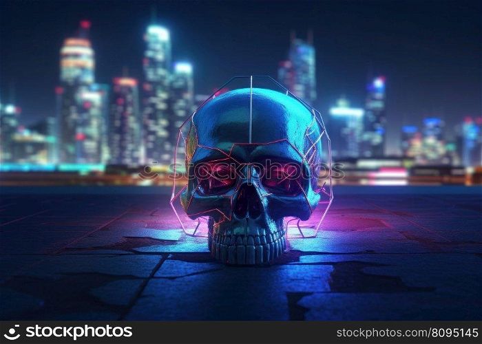 Human skull 3d model. Color face. Generate Ai. Human skull 3d model. Generate Ai