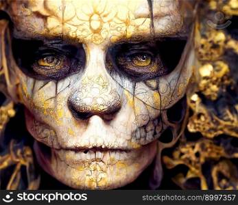 Human Skull.  Dark creative art.  Image created with Generative AI technology
