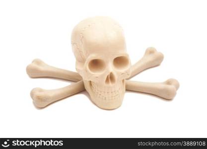 human skull with crossed bones isolated on white