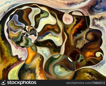 Human Texture series. Abstract design made of human face, rich colors, organic textures, flowing curves on the subject of inner world, mind, soul and Nature