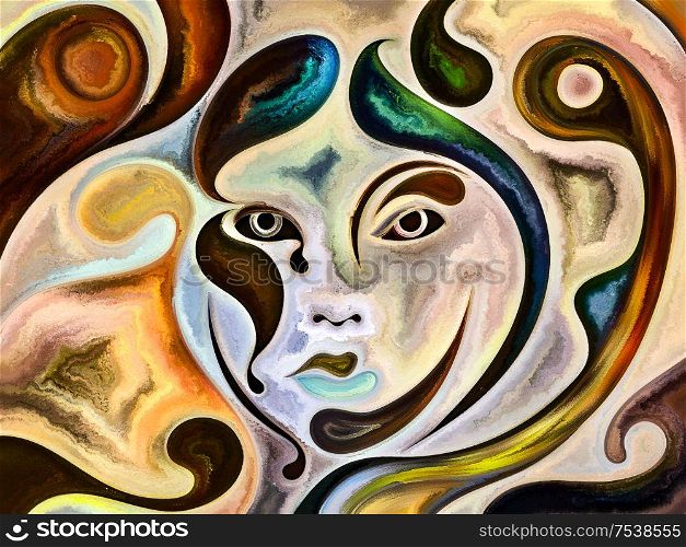 Human Texture series. Backdrop composed of human face, rich colors, organic textures, flowing curves and suitable for use in the projects on inner world, mind, soul and Nature