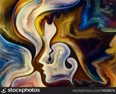 Human Texture series. Backdrop of human face, rich colors, organic textures, flowing curves on the subject of inner world, mind, soul and Nature