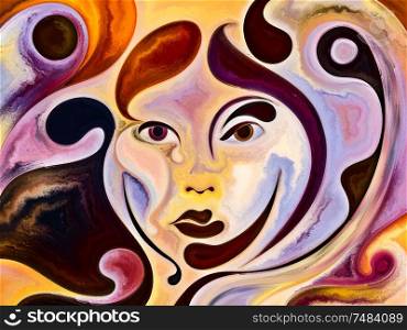 Human Texture series. Composition of human face, rich colors, organic textures, flowing curves suitable as a backdrop for the projects on inner world, mind, soul and Nature