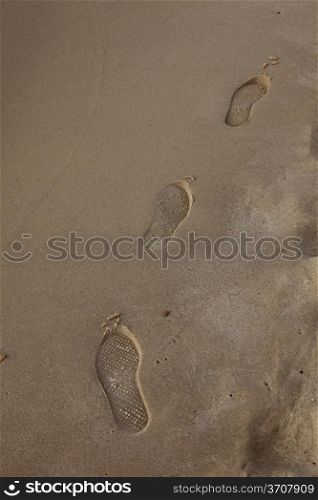 Human trace of a foot on sand