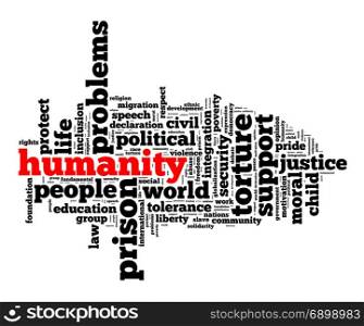 Humanity word cloud concept over white background